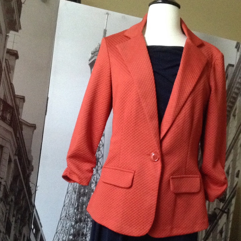 🆕 Burnt Auburn Orange Textured Blazer